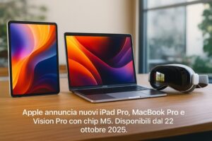 Apple lancia l’era M5: aggiornamenti silenziosi per iPad Pro, MacBook Pro e Vision Pro