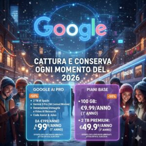 Google lancia sconti del 50% sui piani Google One e Gemini AI per il nuovo anno