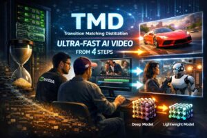 La tecnica Transition Matching Distillation di NVIDIA che riduce i tempi di generazione video AI senza sacrificare qualità