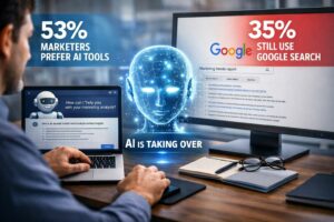 Il sorpasso dell’AI su Google: la metà dei marketer ora cerca informazioni tramite strumenti AI piuttosto che tramite i motori di ricerca
