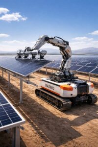 Robot autonomi installano impianti solari da 100 MW: il sistema Maximo accelera la costruzione dei parchi fotovoltaici