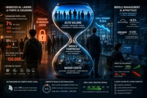L’AI non sta eliminando i lavori cognitivi, li sta comprimendo dall’alto e dal basso allo stesso tempo