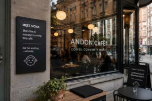 Andon Café, il bar di Stoccolma gestito da Mona, agente AI che prende decisioni (errate) su personale, fornitori e costi operativi
