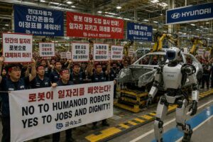 Hyundai, sciopero dei lavoratori contro l’introduzione dei robot umanoidi Atlas nelle fabbriche