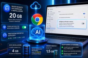 Google Chrome richiede circa 20 GB di spazio libero per installare i modelli di intelligenza artificiale in locale