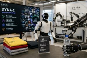 DYNA-2 di Dyna Robotics impara la manipolazione robotica da oltre un milione di ore di video umani