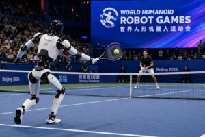 Galbot completa oltre 100 scambi consecutivi con robot umanoidi autonomi sul campo da tennis
