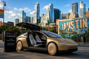Tesla prepara ad Austin i primi test pubblici del Cybercab senza volante e pedali