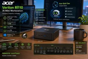 Acer Veriton RI110 è una mini workstation per AI agentica locale con Intel Core Ultra X7