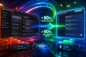OpenAI accelera ChatGPT Desktop: oltre il 90% in meno per tempi di caricamento e memoria nelle conversazioni lunghe