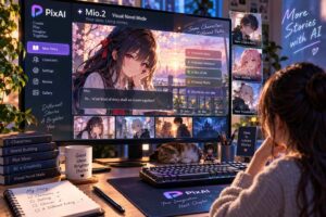 PixAI introduce in Mio.2 una modalità Visual Novel per creare storie interattive tramite conversazione